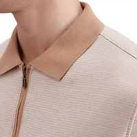 Haggar® Men's Short Sleeve Rib Knit Zip Front Polo Shirt