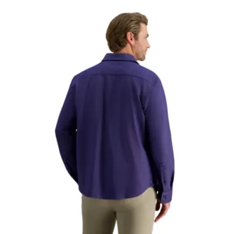 Haggar© Men's Long Sleeve Herringbone Button Down Shacket