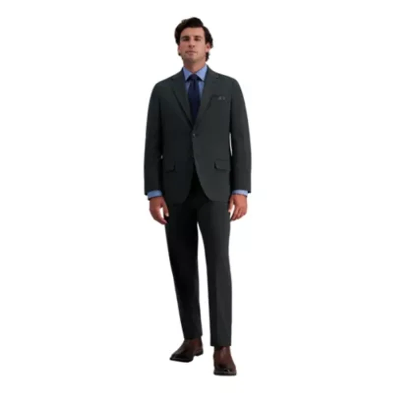 J.M. Haggar™ Men's Tailored Fit Dark Green Stretch Weave Flat Front Suit Separates Pant