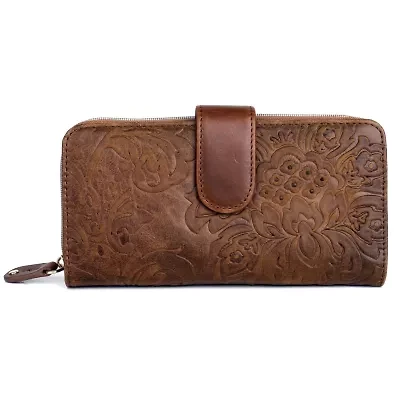 Tooled Leather Checkbook Wallet