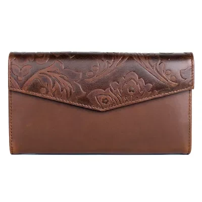 Tooled Leather Organizer Clutch