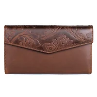 Tooled Leather Organizer Clutch