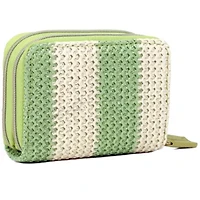 Striped Straw Vegan Leather Wizard Wallet
