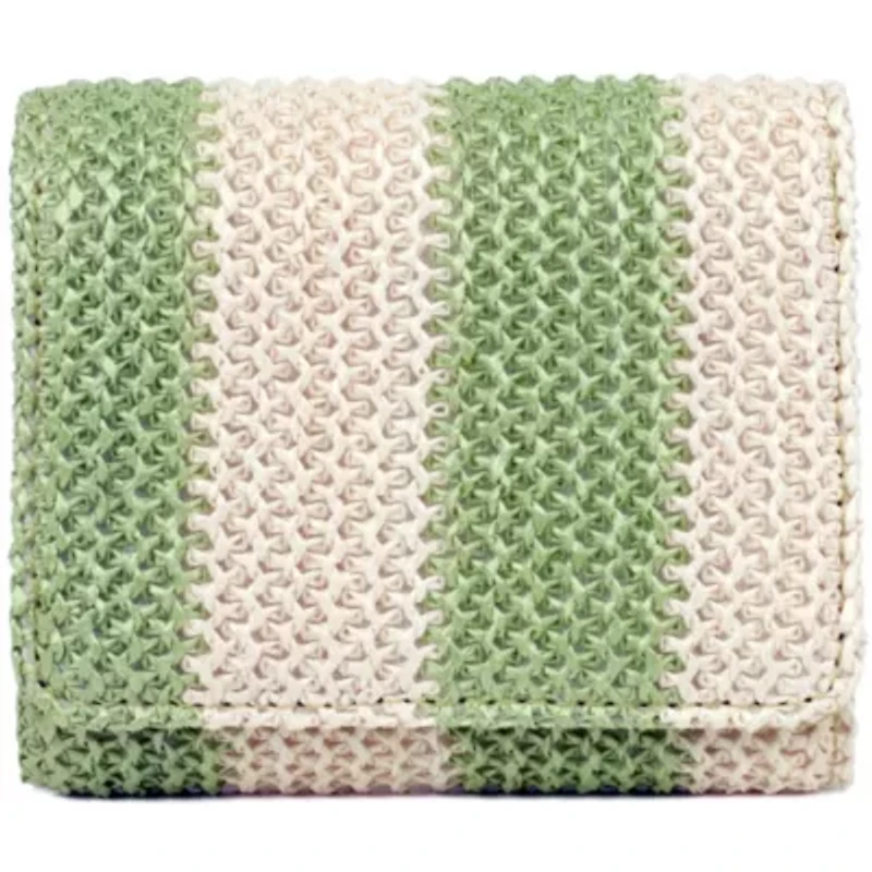 Striped Straw Vegan Leather Medium Trifold