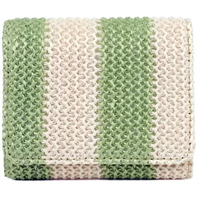 Striped Straw Vegan Leather Medium Trifold