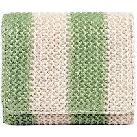 Striped Straw Vegan Leather Medium Trifold