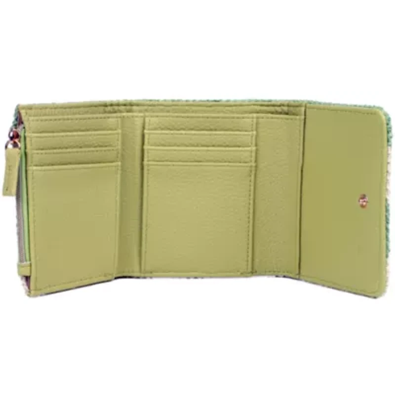 Striped Straw Vegan Leather Medium Trifold