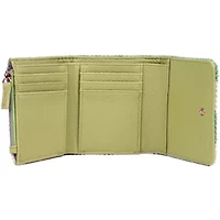 Striped Straw Vegan Leather Medium Trifold