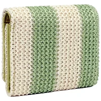 Striped Straw Vegan Leather Medium Trifold