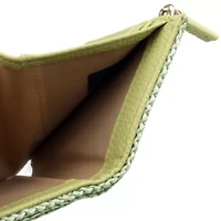 Striped Straw Vegan Leather Medium Trifold