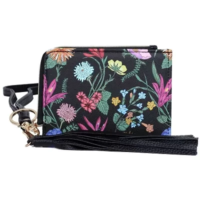 Faux Fur & Vegan Leather L-zip Wallet On Strap