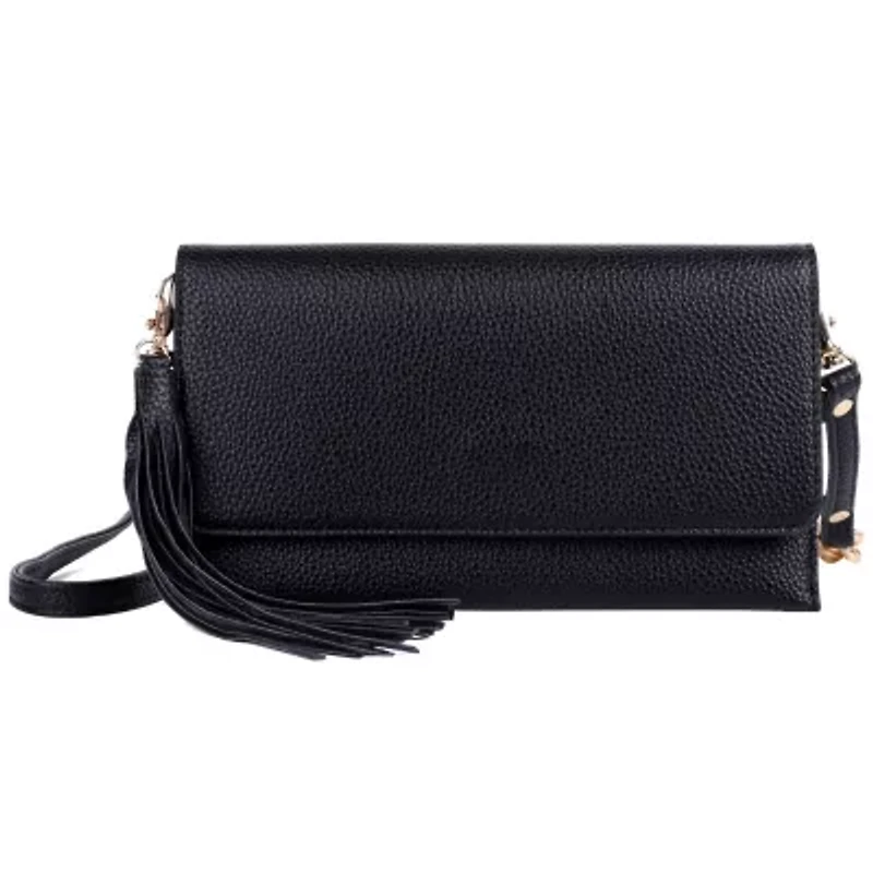 Solid Pebble Vegan Leather East West Cell Phone Bag