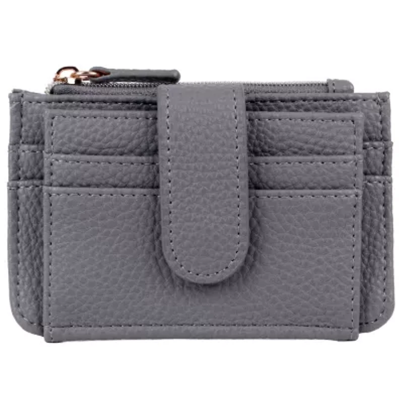 Solid Pebble Vegan Leather Bifold Slim Card Case