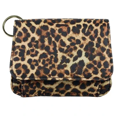 Leopard Printed Vegan Leather Mini Flap Card Case