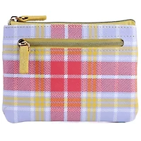 Summer Plaid Printed Vegan Leather Lg ID Coin Case