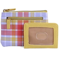 Summer Plaid Printed Vegan Leather Lg ID Coin Case