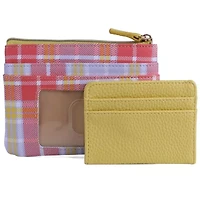 Summer Plaid Printed Vegan Leather Lg ID Coin Case