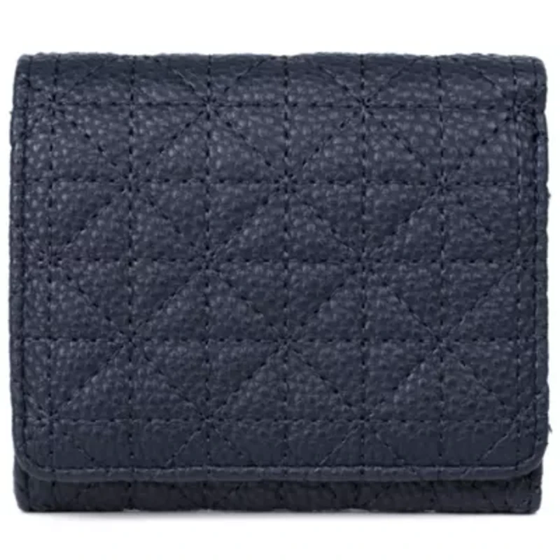Double Diamond Quilt Vegan Leather Medium Trifold