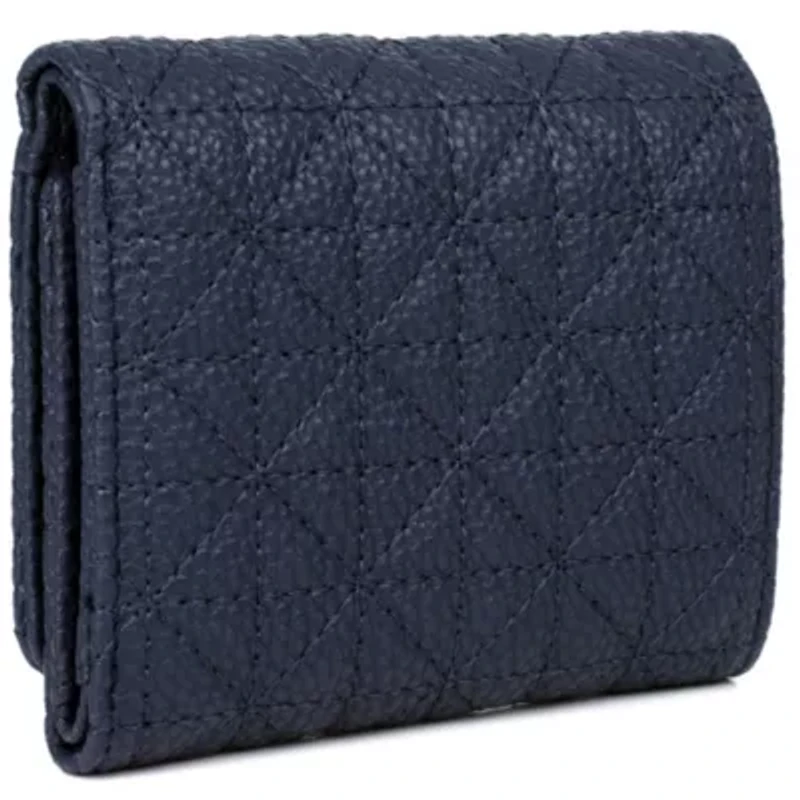 Double Diamond Quilt Vegan Leather Medium Trifold