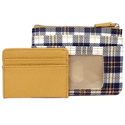 Buffalo Plaid Printed Vegan Leather Lg ID Coin Case