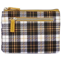 Buffalo Plaid Printed Vegan Leather Lg ID Coin Case