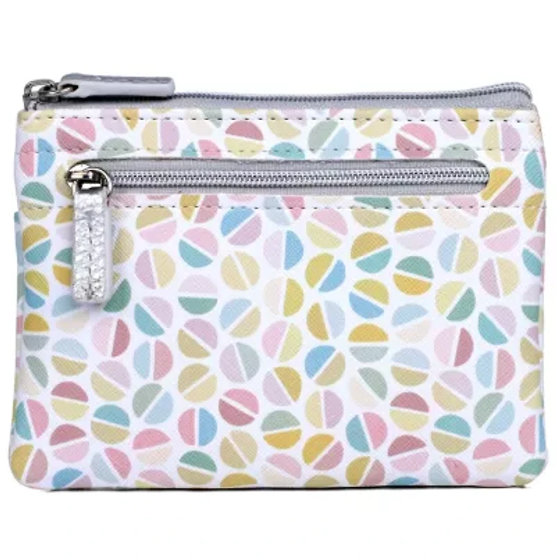 Split Polka Dot Print Vegan Leather Lg ID coin case