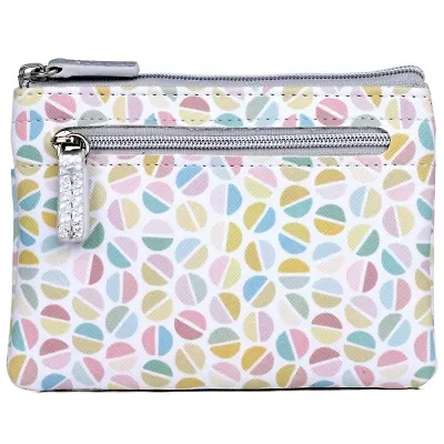 Split Polka Dot Print Vegan Leather Lg ID coin case