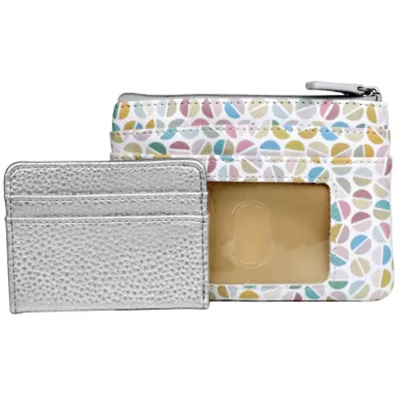 Split Polka Dot Print Vegan Leather Lg ID coin case