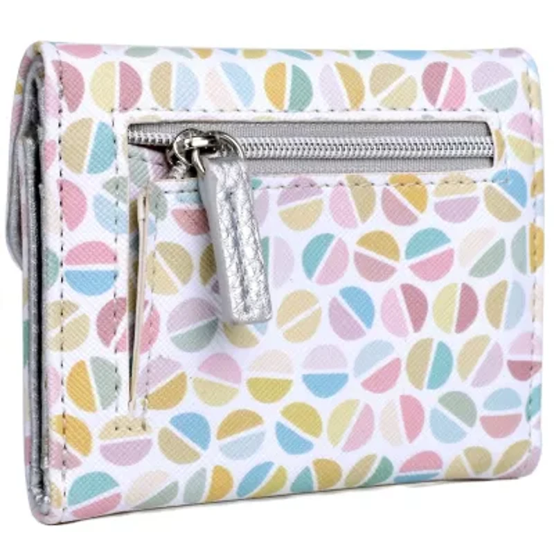 Split Polka Dot Print Vegan Leather Mini trifold