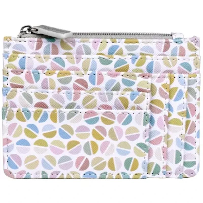 Split Polka Dot Print Vegan Leather Slot Coin Case