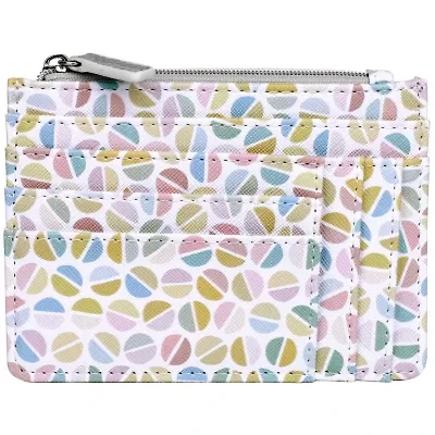Split Polka Dot Print Vegan Leather Slot Coin Case