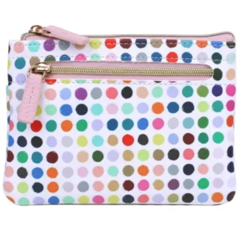 Colorful Polka Dot Vegan Leather Lg. ID Coin Case Polka Dot