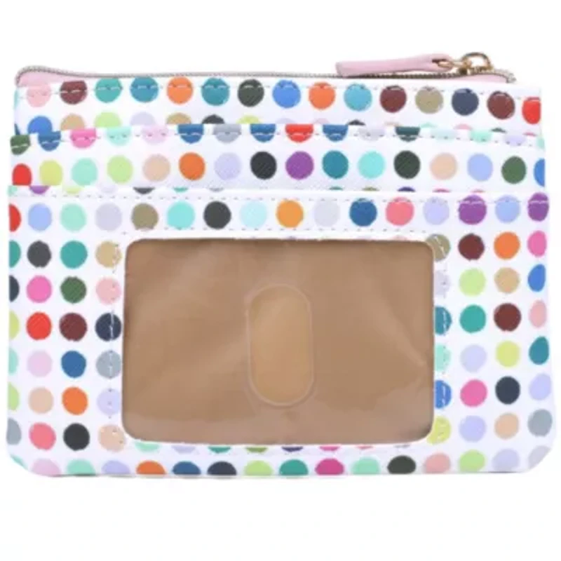 Colorful Polka Dot Vegan Leather Lg. ID Coin Case Polka Dot