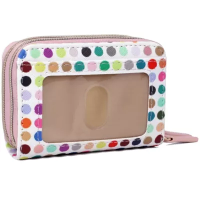 Colorful Polka Dot Vegan Leather Wizard Wallet