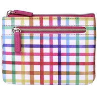 Multi Colored Plaid Vegan Leather Lg. ID Coin Case