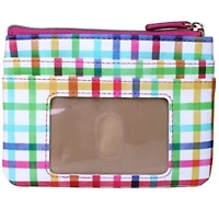 Multi Colored Plaid Vegan Leather Lg. ID Coin Case