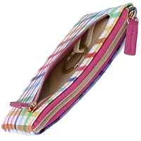 Multi Colored Plaid Vegan Leather Lg. ID Coin Case