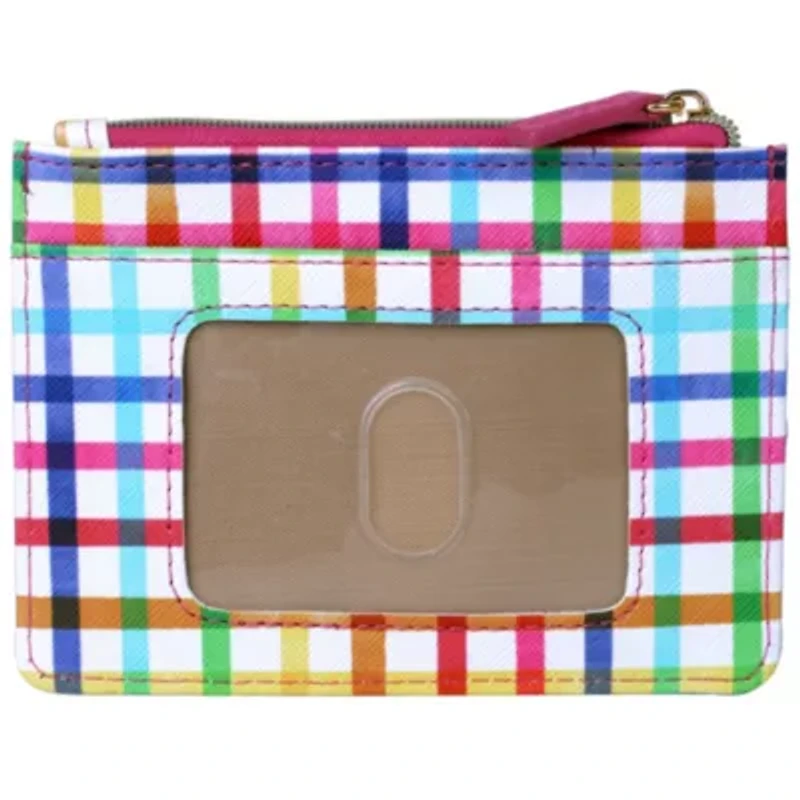Multi Colored Plaid Vegan Leather Slot Coin Case