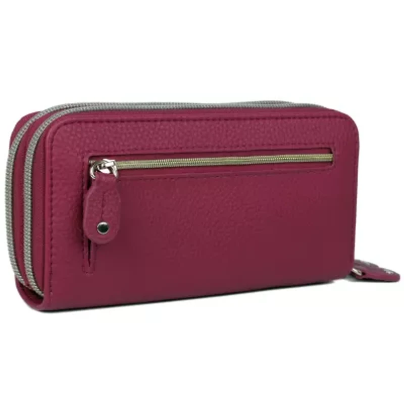 Pebble Vegan Leather Slim Double Zip