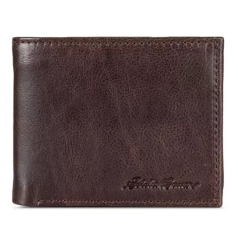 Signature Logo Leather Flip ID Bifold Wallet