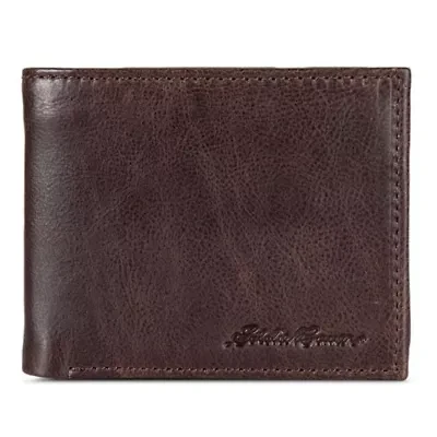 Signature Logo Leather Flip ID Bifold Wallet