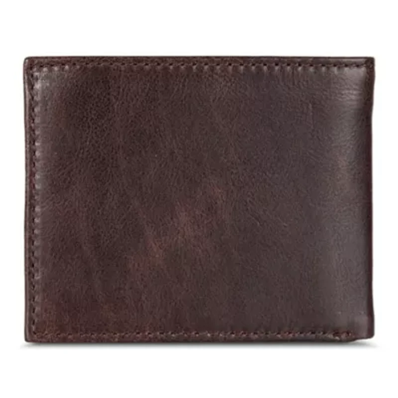 Signature Logo Leather Flip ID Bifold Wallet