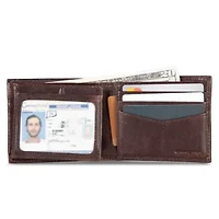 Signature Logo Leather Flip ID Bifold Wallet