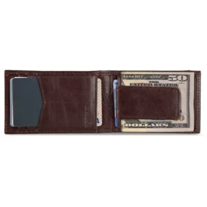 Signature Logo Leather Bifold with Money Clip Wallet