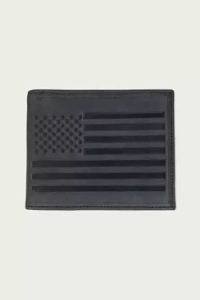 Flag Embossed Leather Bifold Wallet