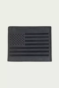 Flag Embossed Leather Bifold Wallet