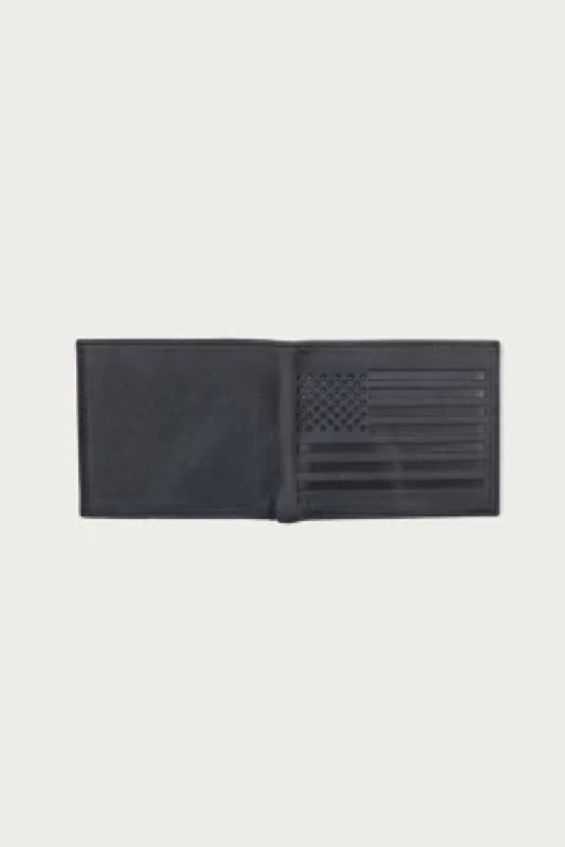 Flag Embossed Leather Bifold Wallet