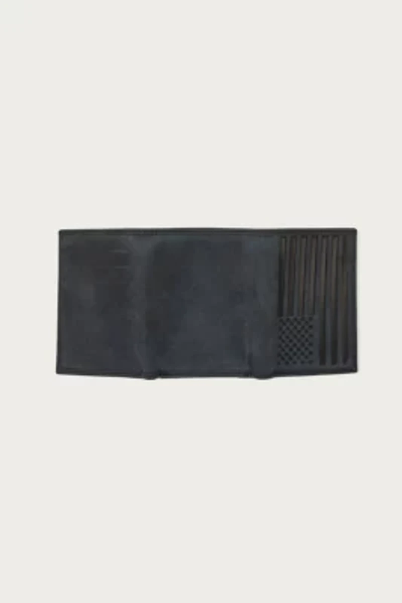 Flag Embossed Leather Trifold Wallet