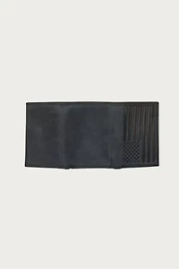 Flag Embossed Leather Trifold Wallet