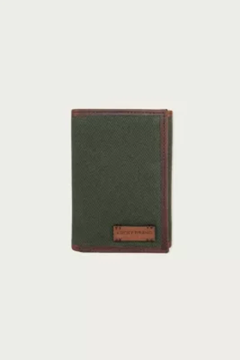 Canvas with Leather Trim Trifold Wallet